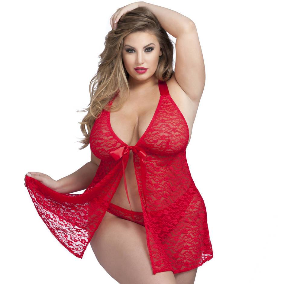 Sexy Red Lace Plus Size Babydoll