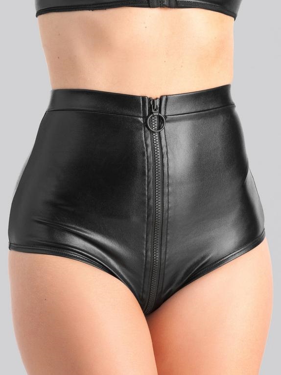 wet look high waisted knickers with zip front